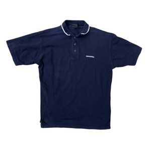DIADORA Vintage 90s Embroidered Polo Shirt Men's LARGE Blue Logo Retro Brand